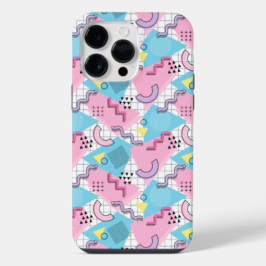 80's Memphis Active Pink Light Blue iPhone Hülle (Rückseite)