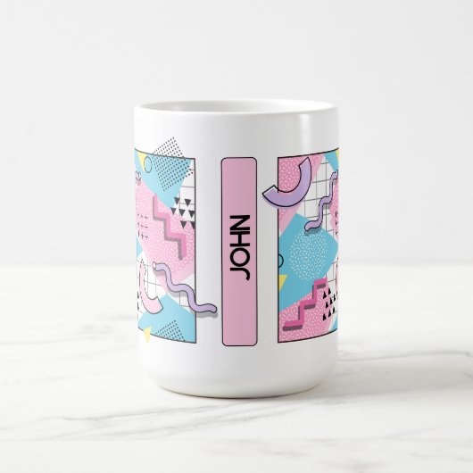 80's Memphis Active Pink Light Blue Kaffeetasse (Mittel)