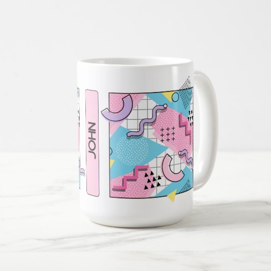 80's Memphis Active Pink Light Blue Kaffeetasse (VorderseiteRechts)