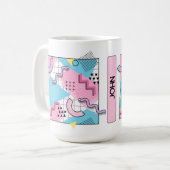 80's Memphis Active Pink Light Blue Kaffeetasse (Vorderseite Links)