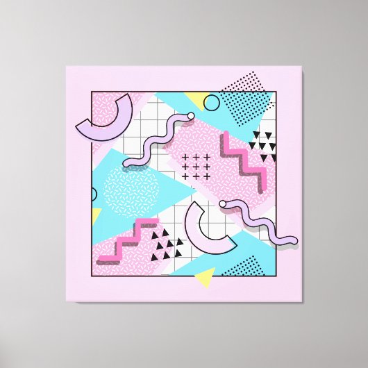 80's Memphis Active Pink Light Blue Leinwanddruck (Vorderseite)