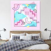 80's Memphis Active Pink Light Blue Leinwanddruck (Insitu (Schlafzimmer))