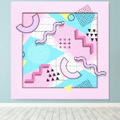 80's Memphis Active Pink Light Blue Leinwanddruck (Insitu (Holzboden))