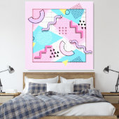80's Memphis Active Pink Light Blue Leinwanddruck (Insitu (Schlafzimmer))