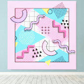 80's Memphis Active Pink Light Blue Leinwanddruck (Insitu (Holzboden))
