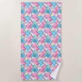 80's Memphis Active Pink Light Blue Strandtuch
