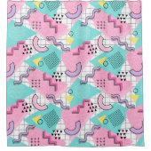 80's Memphis Active Pink Light Turquoise Duschvorhang (Vorderseite)