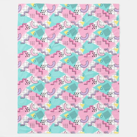 80's Memphis Active Pink Light Turquoise Fleecedecke (Vorderseite)