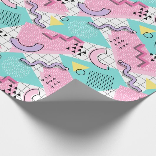 80's Memphis Active Pink Light Turquoise Geschenkpapier (Ecke)