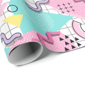 80's Memphis Active Pink Light Turquoise Geschenkpapier (Rolleneckpunkt)