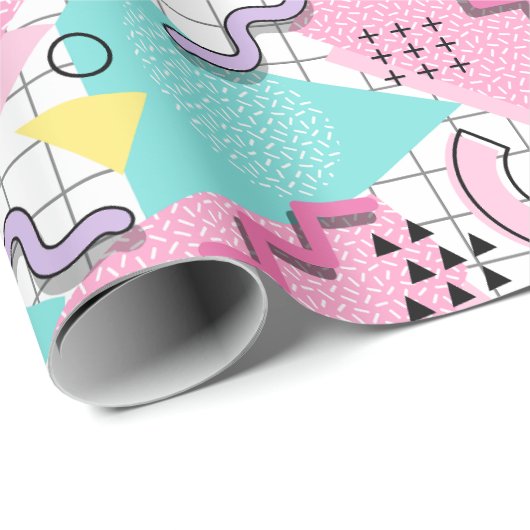 80's Memphis Active Pink Light Turquoise Geschenkpapier (Rolleneckpunkt)
