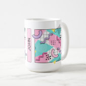80's Memphis Active Pink Light Turquoise Kaffeetasse (VorderseiteRechts)