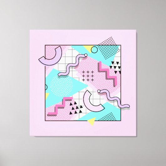 80's Memphis Active Pink Light Turquoise Leinwanddruck (Vorderseite)
