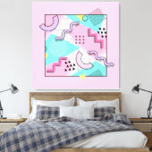 80's Memphis Active Pink Light Turquoise Leinwanddruck (Insitu (Schlafzimmer))
