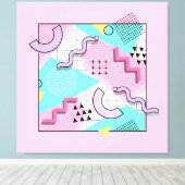 80's Memphis Active Pink Light Turquoise Leinwanddruck (Insitu (Holzboden))