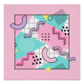 80's Memphis Active Pink Light Turquoise Poster (Vorderseite)