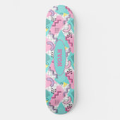 80's Memphis Active Pink Light Turquoise Skateboard (Vorderseite)