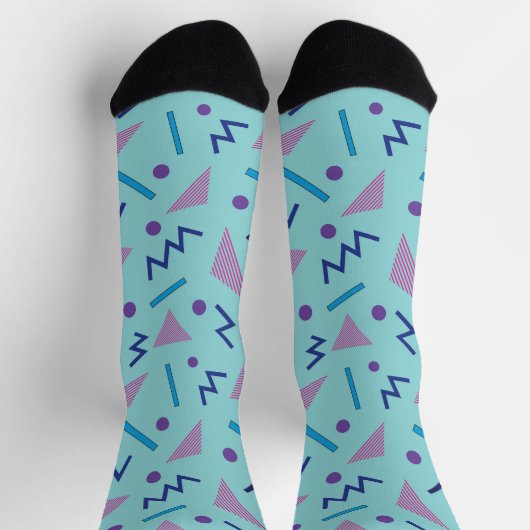 80s Memphis geometric blue pocket square  Socken (Oben)