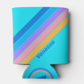 80s Neon Ocean Sky Stripes with Name Dosenkühler (Rückseite)