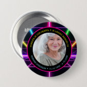 80's Neon Retro Forever in Our Hearts Memorial  Button (Vorne & Hinten)