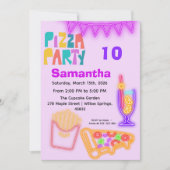 80s Pizza Party Invitation - Neon Arcade Theme Einladung (Vorderseite)