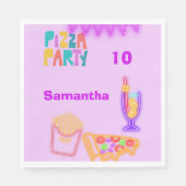80s Pizza Party Napkins - Neon Arcade Design Serviette (Vorderseite)