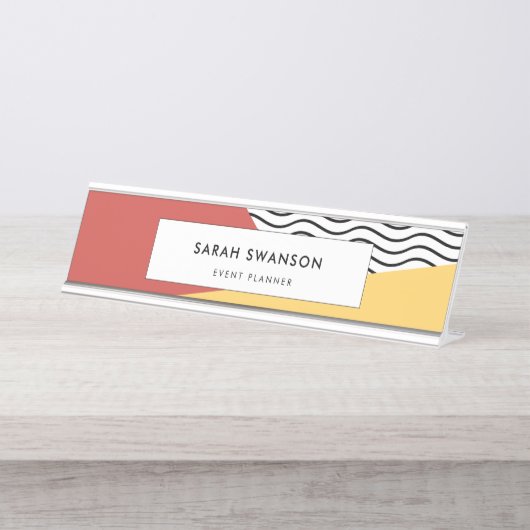 80s Pop Art Pattern Schreibtischnamensplakette (Vorderseite )