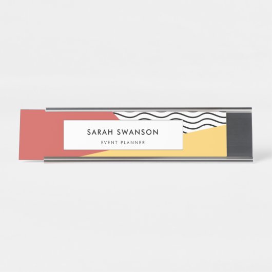 80s Pop Art Pattern Schreibtischnamensplakette (Vorderseite )