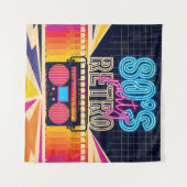 80s, Retro Music Party. Old Style Poster. Disco Wandteppich (Vorderseite (Horizontal))