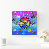 80's RETRO OLD SCHOOL CASSETTE TAPE Quadratische Wanduhr (Zuhause)