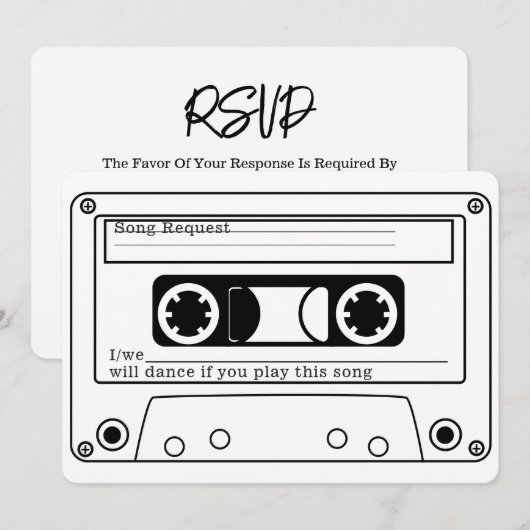 80s Style Retro Music Tape Wedding RSVP Einladung (Vorne/Hinten)