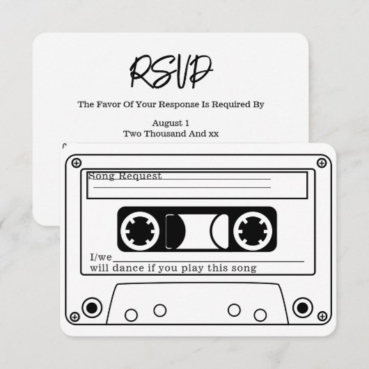 80s Style Retro Music Tape Wedding RSVP Einladung (Vorne/Hinten)