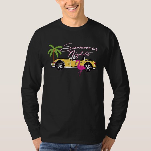 80s Summer Nights Y2K Aesthetic Malibu Car Flaming T-Shirt (Vorderseite)