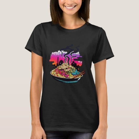 80s Synthwave Fried Rice with a Retro Aesthetic T-Shirt (Vorderseite)
