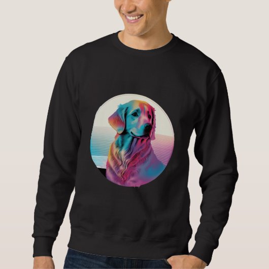 80s Synthwave Golden Retriever with a Retro Aesthe Sweatshirt (Vorderseite)