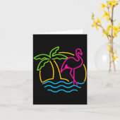 80s Vintage Miami Retro Neon Nk Flamingo Karte (Gelbe Blume)