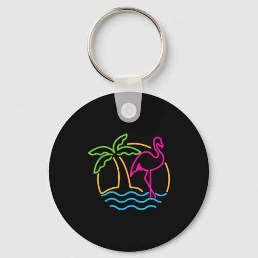80s Vintage Miami Retro Neon Nk Flamingo Schlüsselanhänger (Vorderseite)