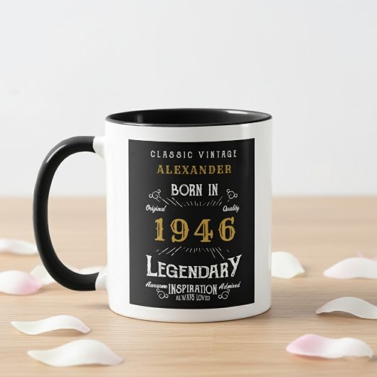 80th Birthday 1946 Legend Retro Black Personalized Tasse