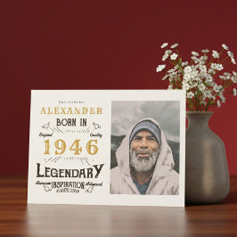 80th Birthday 1946 Legend White & Gold Photo Einladung