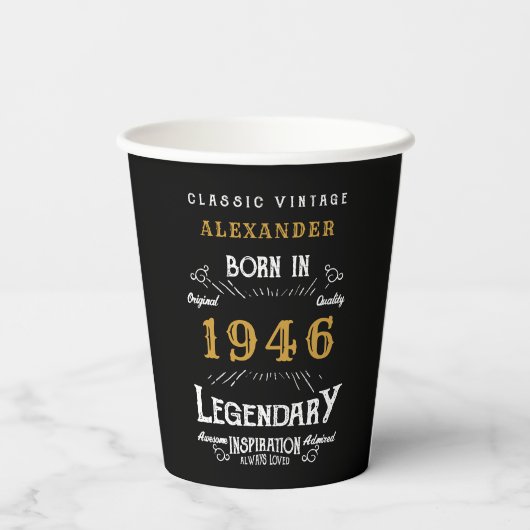 80th Birthday 1946 Legendary Retro Pappbecher (Rückseite)