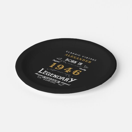 80th Birthday 1946 Legendary Retro Pappteller (Schrägansicht)