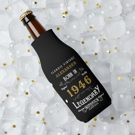80th Birthday 1946 Name Legend Chic Black Gold Flaschenkühler