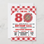 80th Birthday Barbecue Invitation Einladung<br><div class="desc">Celebrate the Big 8 O with this Birthday Barbecue Invitation with a red hot grill and gingham tablecloth pattern. Customize with your own text. Original Illustration by pj_design. Contact me for any help you need.</div>