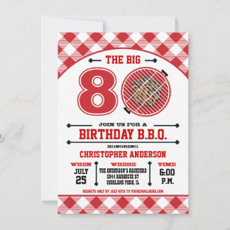 80th Birthday Barbecue Invitation Einladung