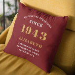 80th Birthday Born 1943 Loved Add Your Name Red Kissen<br><div class="desc">Celebrate a special 80th birthday in style with this elegant red and gold throw pillow. Personalize it with the name of the special birthday boy or girl, as well as the year they were born in 1943. This beautiful custom pillow is sure to be cherished for years to come and...</div>