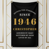 80th Birthday Born 1946 Add Name Black Gold Banner