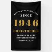 80th Birthday Born 1946 Add Name Black Gold Banner (Vertikal)