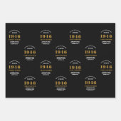 80th Birthday born 1946 Add Name Black Gold Geschenkpapier Set (Vorderseite)