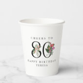 80th Birthday Cheers with Name Tropical Floral Pappbecher (Rückseite)