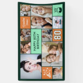 80th Birthday Custom Photo Collage Green Orange Banner (Vertikal)